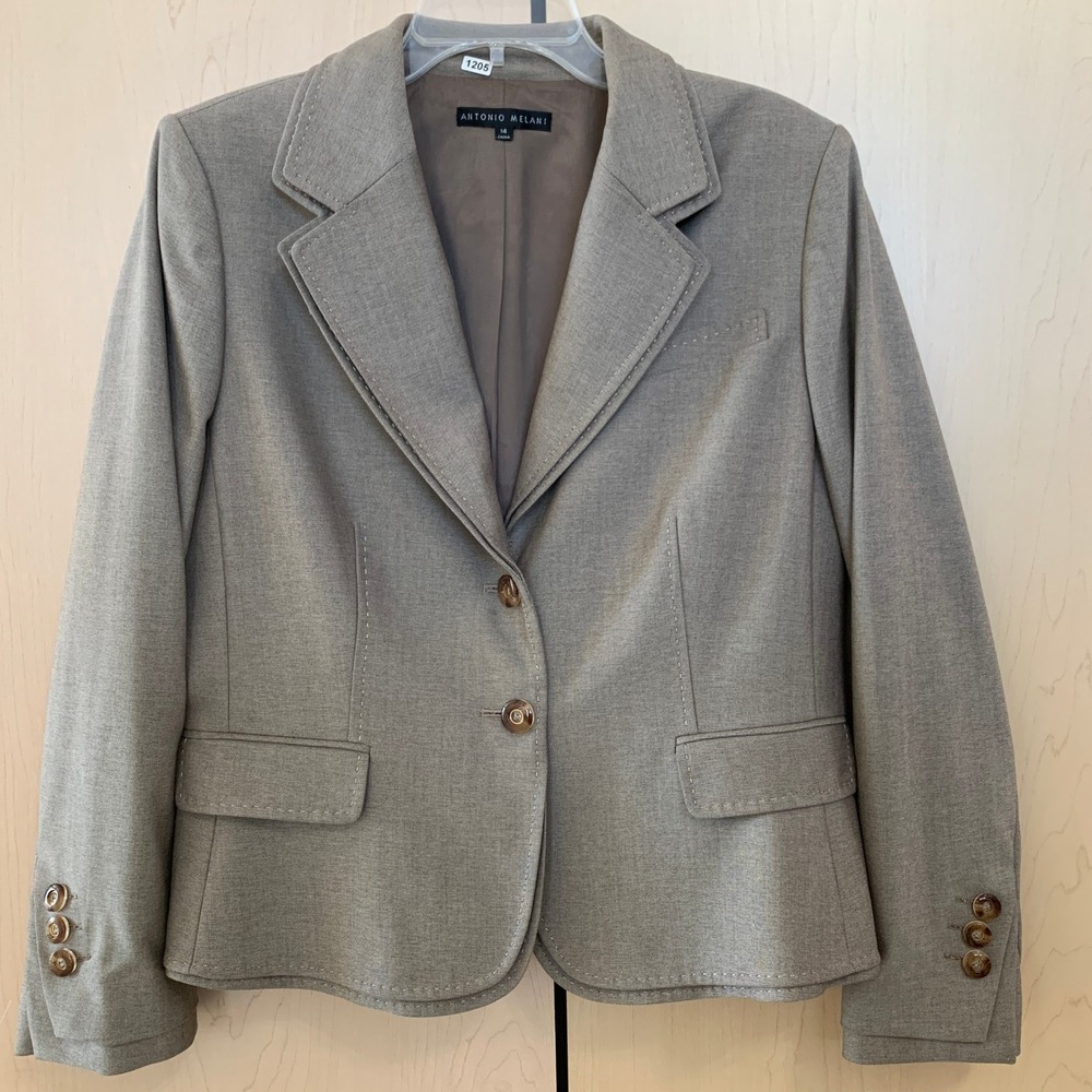 Antonio Melani Women's 14 Brown Long Sleeve 2-Button Blazer Jacket Career‎ Work